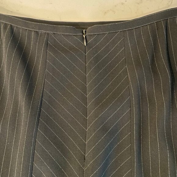Armani Collezioni Designer Vtg Lined Pinstriped Pencil Skirt Black Cream Sz 8 - Picture 5 of 10